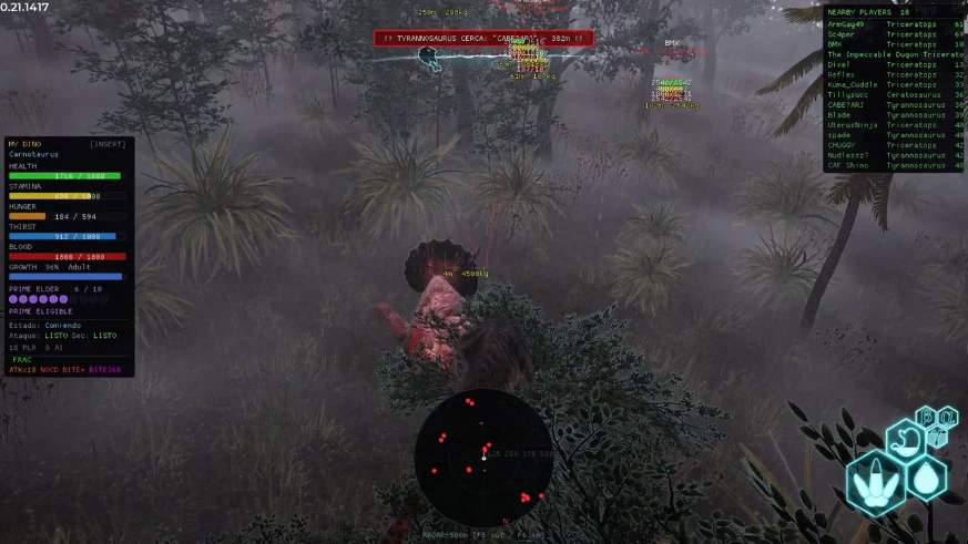The Isle cheats features: ESP, radar and visual tools — The Isle cheat gameplay screenshot