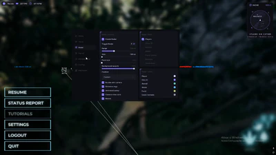 The Isle radar cheat menu with player filters, range slider, and on-screen radar HUD
